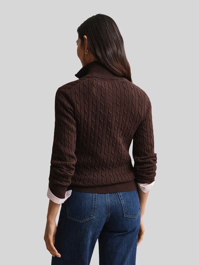 GANT Regular Fit Troyer aus reiner Baumwolle mit Logo-Stitching Dunkelbraun 5