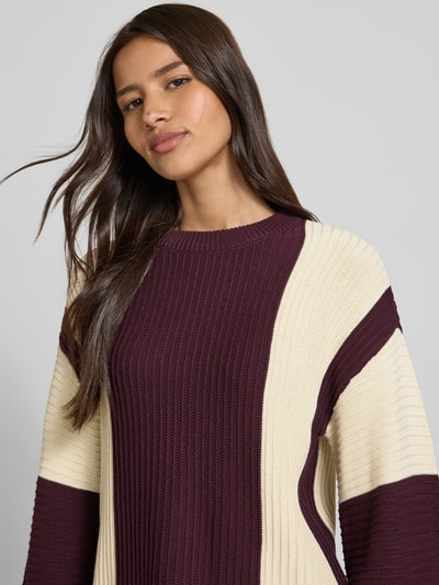 Vero Moda Sweter z dzianiny o kroju regular fit z mieszanki bawełny model ‘GIGI’ Ciemnoczerwony 3