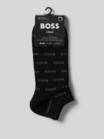 BOSS Sneakersokken met all-over labelprint in een set van 2 paar Zwart - 3