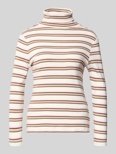 Produktfoto, Slim Fit Rollkragenpullover aus reiner Baumwolle von s.Oliver RED LABEL, Optik: Unifarben, mehrfarbig, gestreift, Label-Stitching, Rollkragen, Langarm, Jersey, glatte Textur