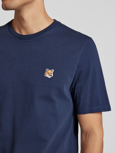 MAISON KITSUNE T-Shirt mit Label-Stitching Dunkelblau 3