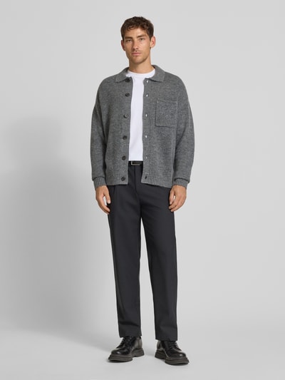 Jack & Jones Premium Strickjacke mit Umlegekragen und Brusttasche Mittelgrau 1