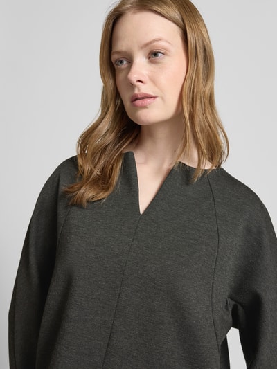 Rich & Royal Sweatshirt met 3/4-mouwen en tuniekkraag Antraciet - 3