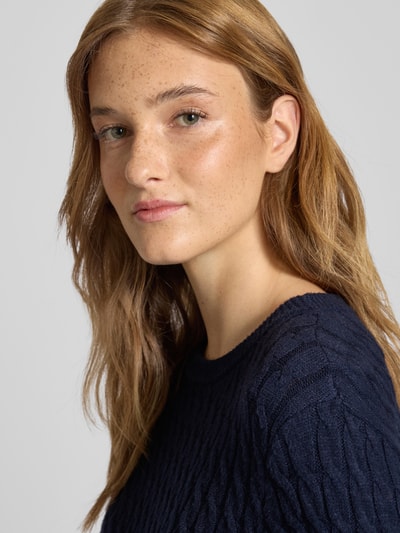 Pieces Regular fit gebreide pullover van viscosemix, model 'FIA' Donkerblauw - 3