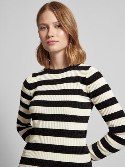 Vero Moda Slim fit gebreide pullover met streepmotief, model 'CHILI' Zwart - 3