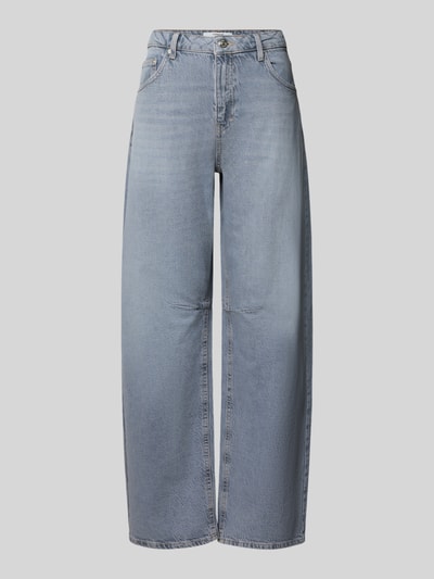 Topshop Jeansy o fasonie barrel z jasnym denimem w stylizowanej na denim optyce Ciemnoszary 1