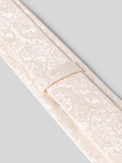Produktfoto, Krawatte aus Seide mit Paisley-Muster (6 cm) von Monti, kremowy kolor, wzór paisley, gładka faktura, szerokość 7 cm