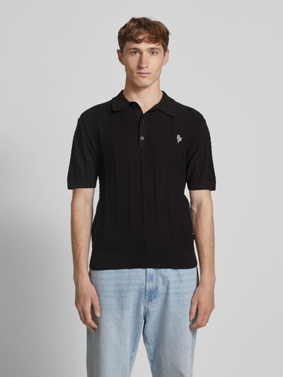 REVIEW Regular Fit Poloshirt mit Label-Stitching Black 4