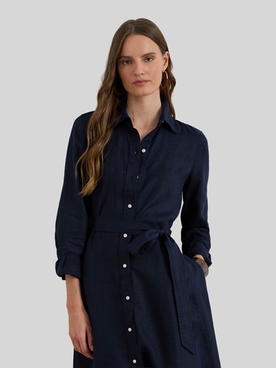 Lauren Ralph Lauren Tailliertes Freizeitkleid aus reinem Leinen Marine 4