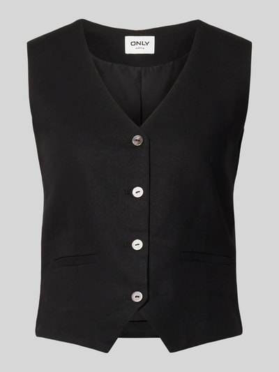 ONLY Regular Fit Leinenweste mit Bindeband Modell 'GOA' Black 2