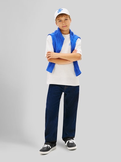 Tommy Hilfiger Teens męski t-shirt o kroju regular fit z czystej bawełny Écru 1