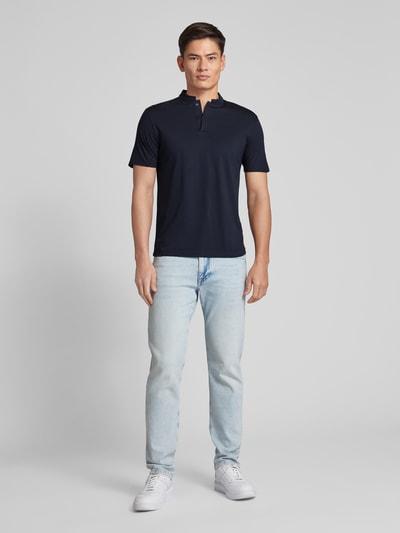 Drykorn Poloshirt in unifarbenem Design Modell 'Louis' Marine 1