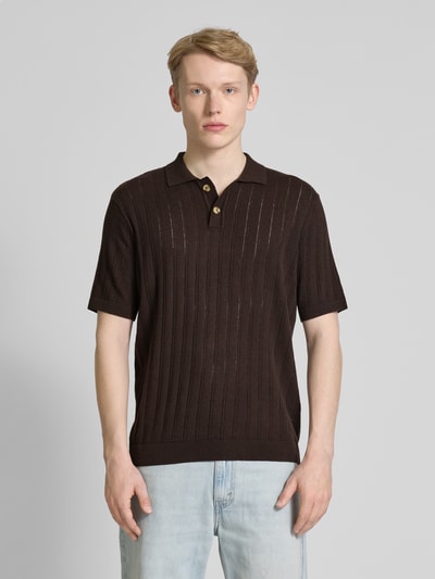 ONLY & SONS Regular Fit Poloshirt mit Strukturmuster Modell 'KENT LIFE' Mittelbraun 4