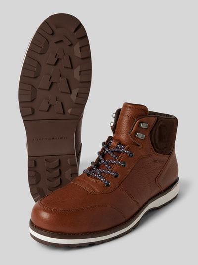 Tommy Hilfiger Leren boots met labeldetails Cognac - 4