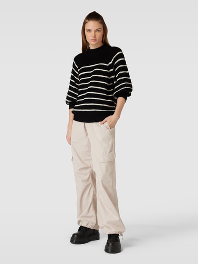 Redefined Rebel Strickpullover mit Streifenmuster Modell 'MIBA' Black 1
