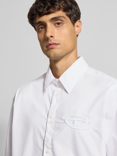 Diesel Freizeithemd mit Label-Stitching Weiss 3