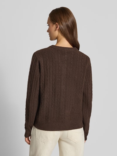 PIECES Regular Fit Strickjacke mit Woll-Anteil Modell 'SILLY' Mittelbraun Mel 5