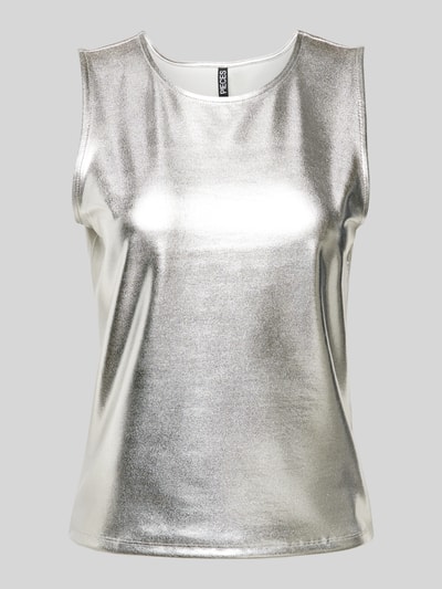 Pieces Top met bandjes in metallic look, model 'SOFFI' Zilver - 2