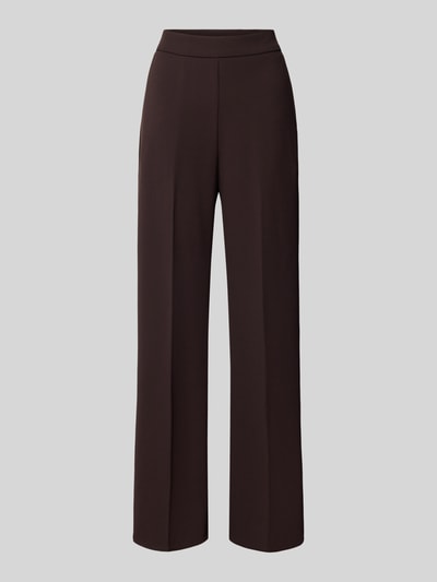 Produktfoto, Straight Fit Stoffhose mit Bügelfalten von Rinascimento in Dunkelbraun, elastischer Bund, Material-Mix mit Stretch-Anteil.