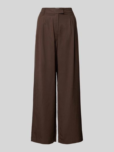 Produktfoto, Wide Fit Leinenhose mit elastischem Bund von Comma, Damen Leinenhose in Braun, reine Leinen, Drapierungen, glatte Textur