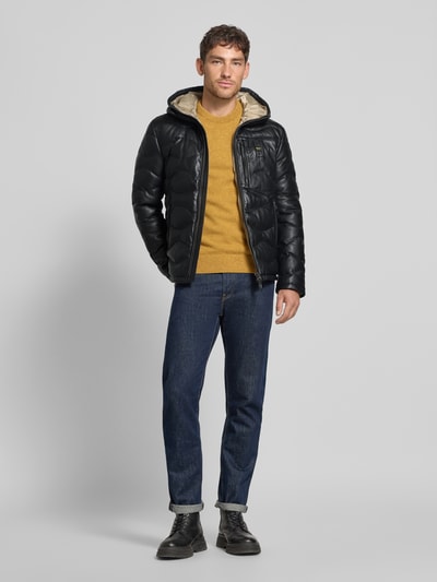 Blauer USA Kurtka skórzana z naszywką z logo model ‘DROHAN’ Czarny 1