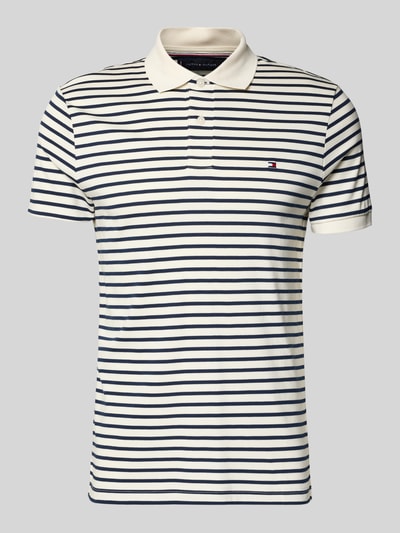 Productfoto, Regular Fit Poloshirt uit pure katoen model 'LIQUID COTTON' van Tommy Hilfiger, gemêleerde look, korte mouw, polokraag, logo-stiksel, geribde mouwzoom, zijsplitten