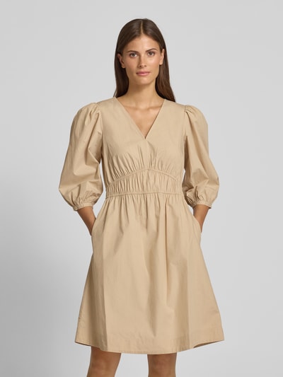 BOSS Orange Knielanges Kleid mit Puffärmeln Modell 'Dezzan' Sand 4