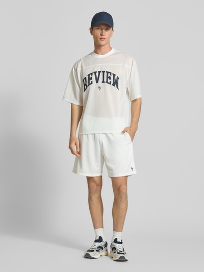REVIEW T-Shirt aus Mesh mit Logo-Print Offwhite 1
