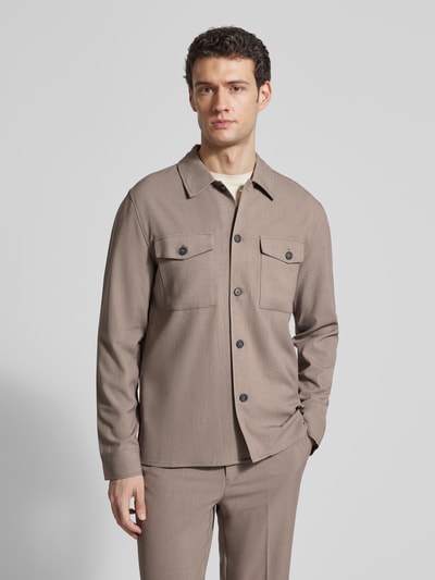 Lindbergh Relaxed Fit Hemdjacke mit Kentkragen und Brusttaschen Sand 4