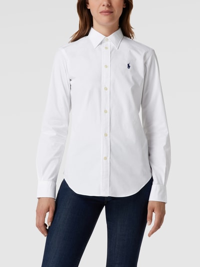 Polo Ralph Lauren Hemdbluse mit Stretch-Anteil und Label-Stitching Weiß 4