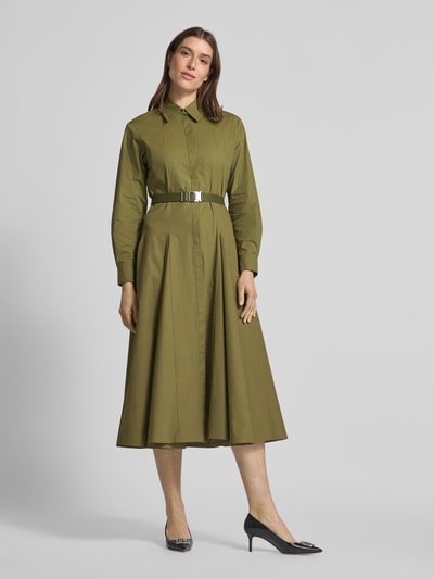 Max Mara Studio Hemdblusenleid mit Taillengürtel Modell 'DANCING' Khaki 4