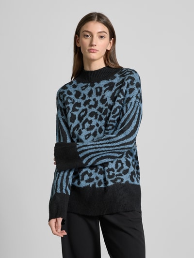 Vero Moda Regular Fit Strickpullover mit Animal-Print Modell 'MARS' Black 4