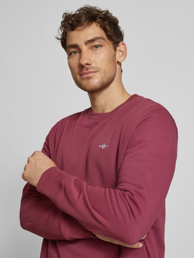 Gant Sweatshirt mit  Label-Stitching Modell 'SHIELD' Bordeaux 3