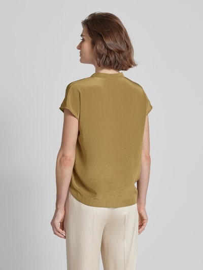 Luisa Cerano Blusenshirt in unifarbenem Design mit V-Ausschnitt Khaki 5