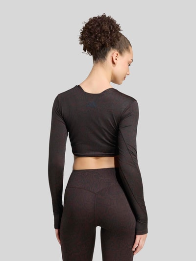 adidas Training Bluzka z długim rękawem o kroju skinny fit do sportu z nadrukiem z logo Czarny 3