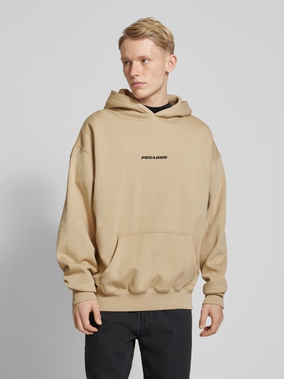 Pegador Oversized Hoodie mit Label-Print Beige 4