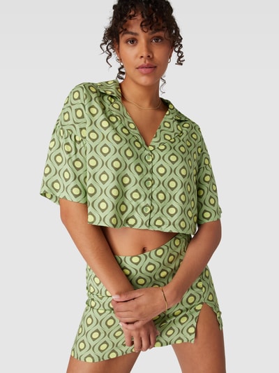 Noisy May Korte blouse van viscose met all-over motief, model 'JULES' Lichtgroen - 3