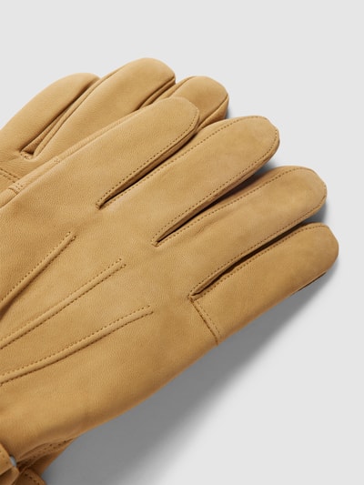 Barbour Leren handschoenen met verstelbaar bandje Zand - 3