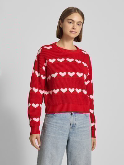 Noisy May Strickpullover mit Rundhalsausschnitt Modell 'BLITZEN' Rot 4