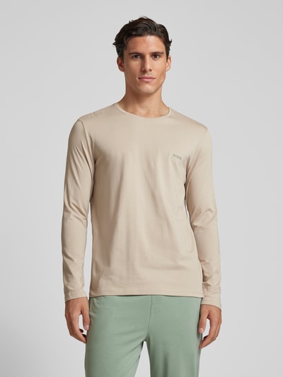 BOSS Longsleeve mit Label-Stitching Modell 'Mix&Match' Sand 4