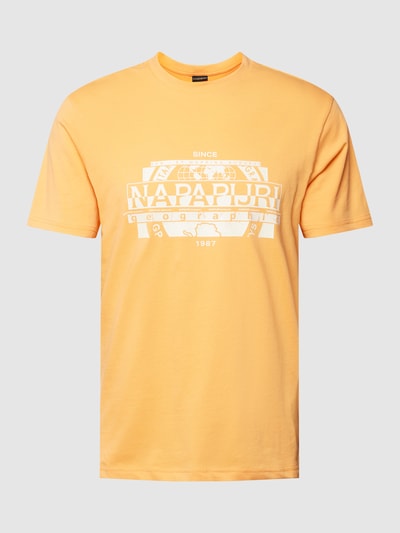 Napapijri T-shirt met labelprint met statement, model 'MANTA' Oranje - 2