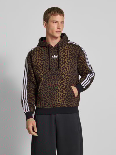 adidas Originals Hoodie mit Label-Stitching und Känguru-Tasche Mittelbraun 4
