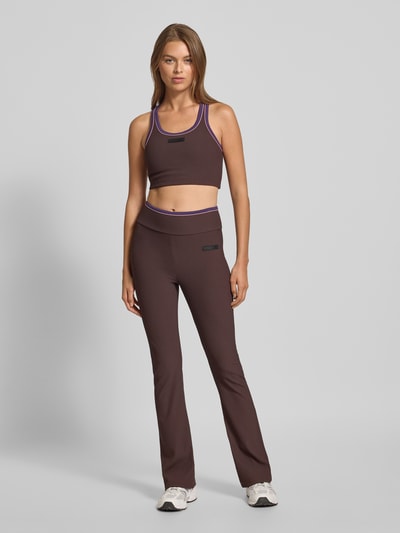 EA7 Emporio Armani Super Skinny Fit Leggings mit Feinripp Dunkelbraun 1