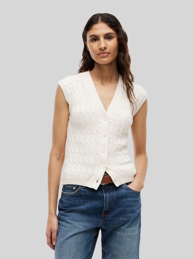 Tommy Hilfiger Regular Fit Strickweste aus reiner Baumwolle Ecru 4