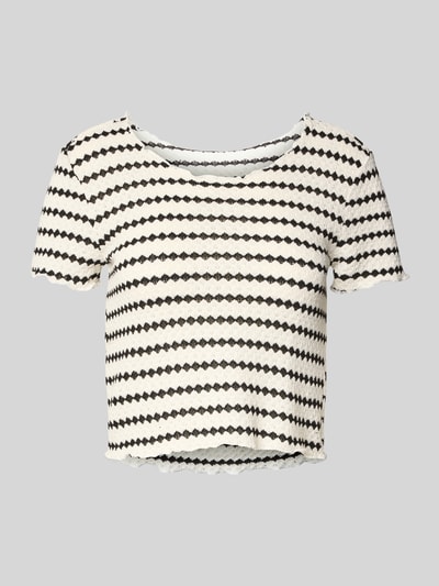 ONLY Slim Fit T-Shirt mit Allover-Muster Modell 'LEVA' Offwhite 2