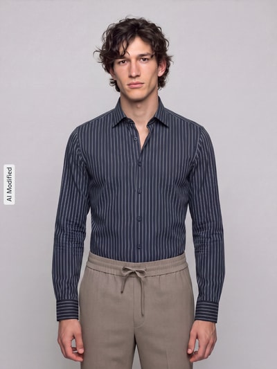 OLYMP No. Six Super Slim Fit Businesshemd aus Baumwoll-Mix Marine 4