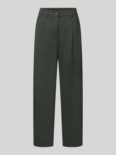 Produktfoto, Wide Fit Hose mit Viskose-Anteil Modell 'Nanni' von FREE/QUENT in Dunkelgrün, Bundfalten, glatte Textur, elastischer Material-Mix