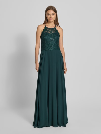 V.M. Avondjurk met kant en cut-out op de rug Donkergroen - 4