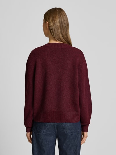 Vero Moda Regular fit gebreide pullover met wol, modell 'BOOM' Donkerrood gemêleerd - 5