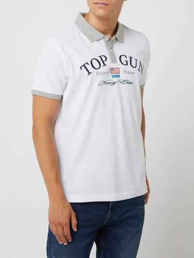 Top Gun Poloshirt mit Stickereien  Weiss 4